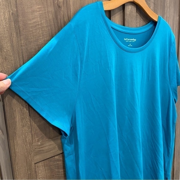 Soft Surroundings 2X Shirt Tunic Short Sleeve Lagenlook layered sheer hem - Picture 3 of 6